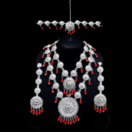 KASHMIRI SET RED SILVER
