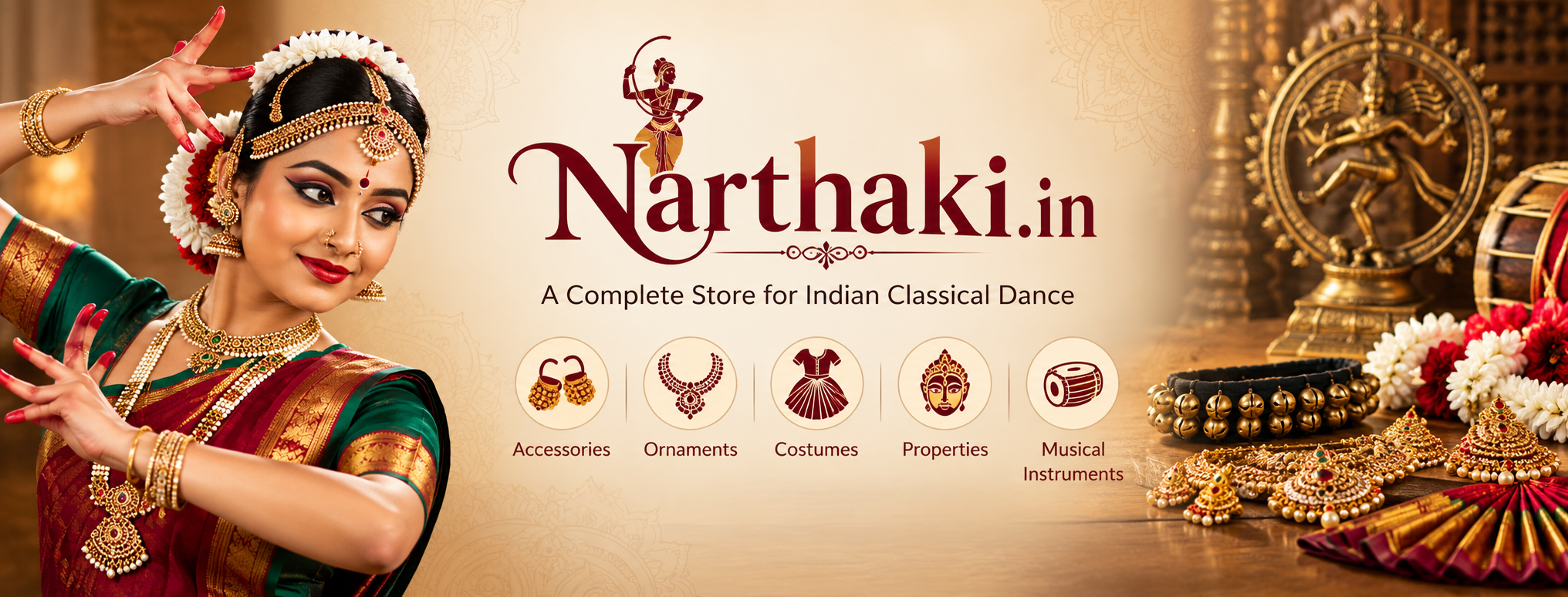 Your complete store for Indian classical dance costumes, ornaments & accessories.